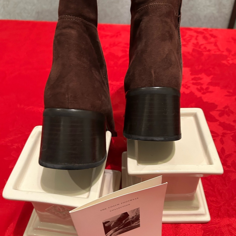 Coach Dark Brown Suede Ankle Boots - Picture 6 of 12